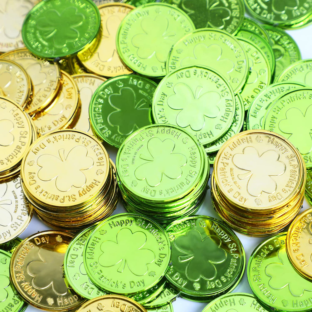 DIYASY Shamrock coin gold back view, lightweight decorative token.
