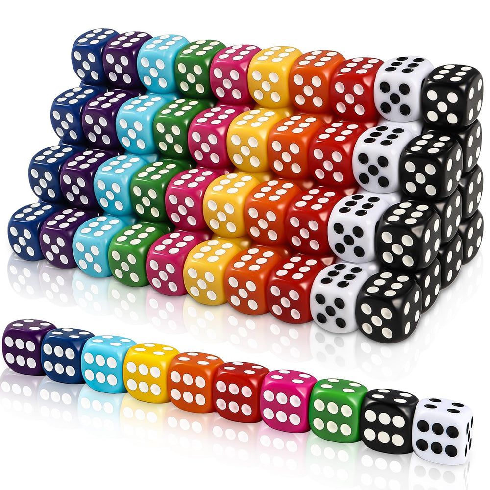 DIYDEC 100pcs multi-color 16mm dice for classroom and games.