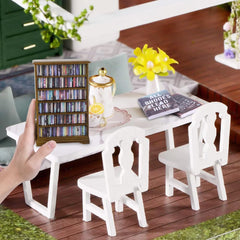DIYDEC bookcase with books close-up showing colors and texture.