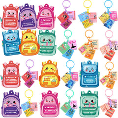 DIYDEC Valentines mini books keychain with schoolbag design, ideal for classroom exchanges.