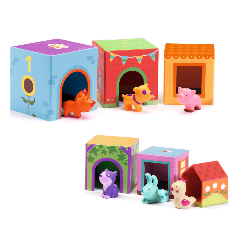 DJECO Topanifarm Blocks barn and fences encourage creative farmyard building.