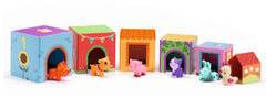 DJECO Topanifarm Blocks nesting feature stores cubes for easy cleanup.