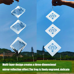 DJUAN stainless steel wind spinner for patios creates light reflections to deter birds.