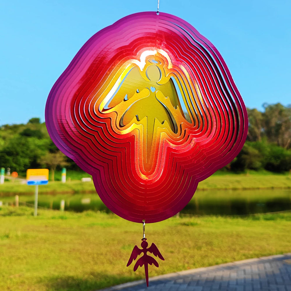 DJUAN Weather-resistant angel wind spinner for all seasons outdoors.