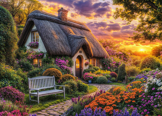 DKijoys Cottage Life Puzzle shows a cozy thatched cottage for mindful evenings.