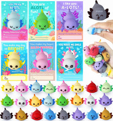 DKJOAZ Valentines cards featuring axolotl mochi for non-candy gifts.