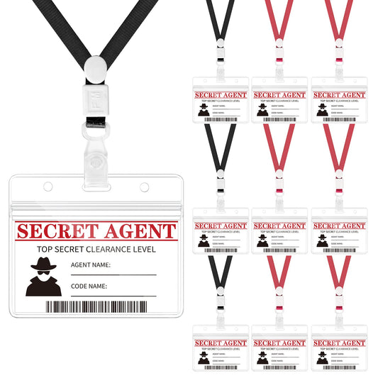 DLUGOPIS secret-agent-name-tags-badges durable PVC for waterproof party use.
