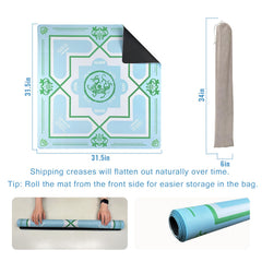 DMJHJY Mahjong Mat measures 31 by 31 inches for versatile table fit.