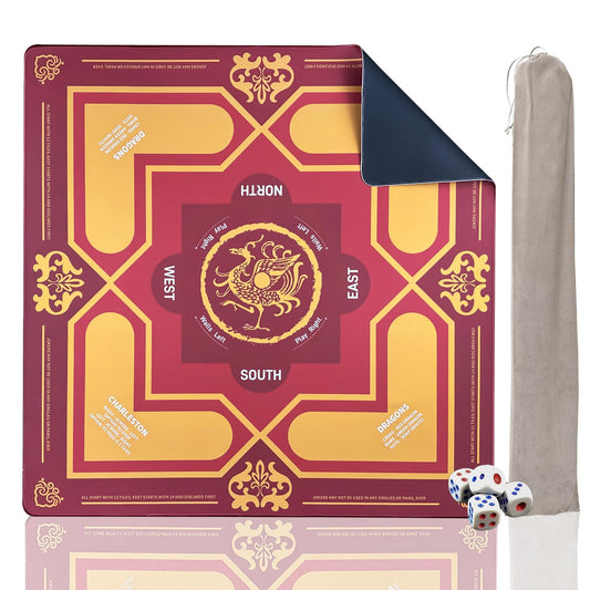 DMJHJY Mahjong Mat featuring Four Guardian Beasts design for elegant table styling