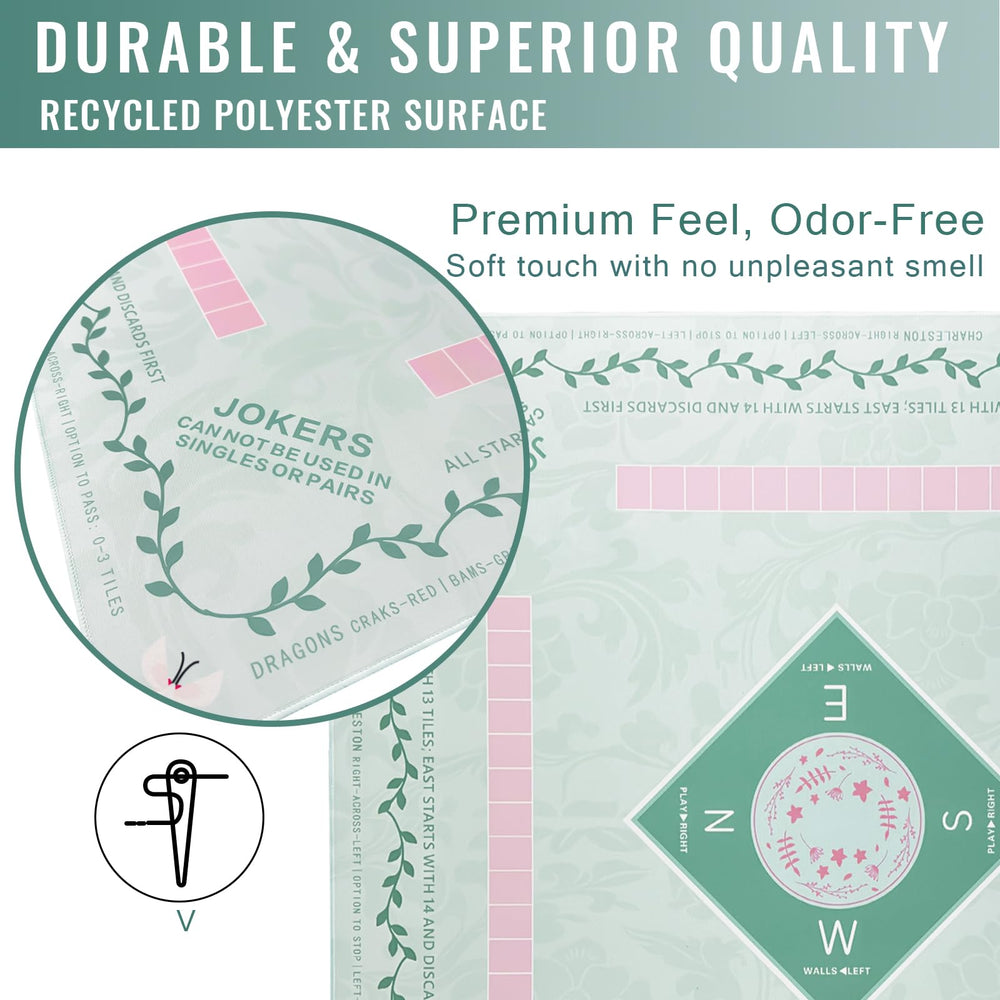 DMJHJY waterproof Mahjong Mat surface close-up for easy spill cleanup.