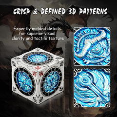 DNDND 7-in-1 spinner dice cube side engravings showcase premium craftsmanship for tabletop use.
