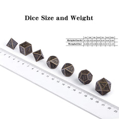 DNDND Ancient Design brass D20 dice close-up, ready for critical moments