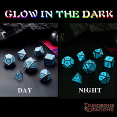 DNDND blue glow D4 die aids quick reads in campaigns.