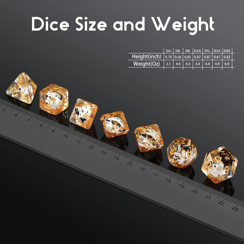 DNDND cow d8 die with clear resin and legible numbers.