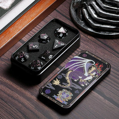 DNDND D4 and D6 dice feature purple flower motifs for stylish casting.