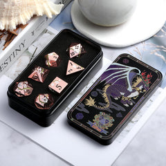 DNDND D8 flower dice in gold-white delivers eye catching tabletop drama.