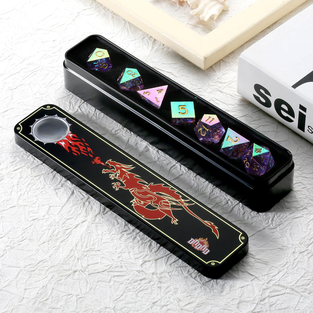 DNDND iridescent lilac sharp D% dice for percentile rolls