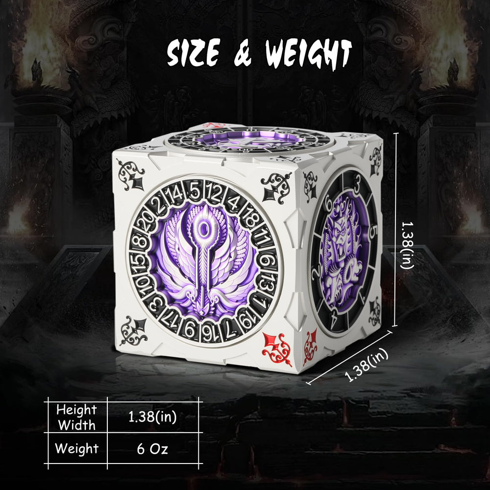 DNDND spinner dice cube Chimera engraving enhances epic sessions.