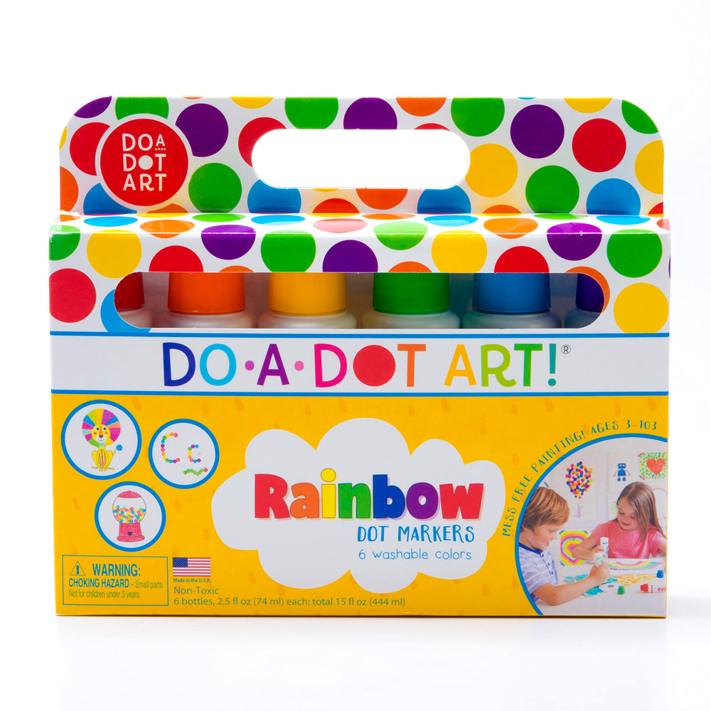 Do A Dot Art! markers 6-pack rainbow colors for vibrant crafts.