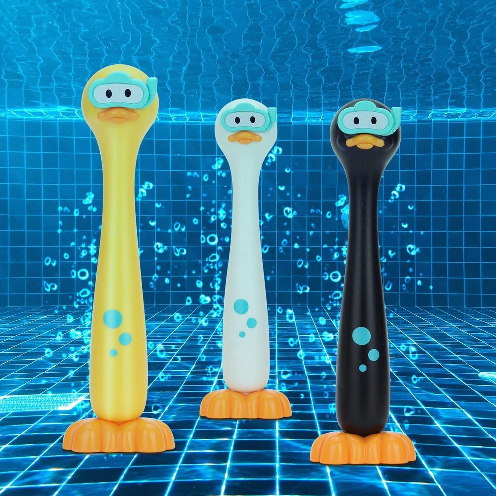 DOADW diving ducks 3-pack in black, white, and yellow for fun pool play.