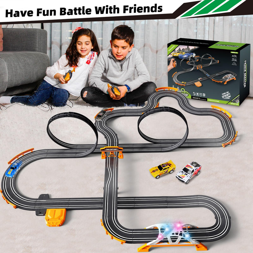 Dobindrich slot car track dual racing invites parent-child competition