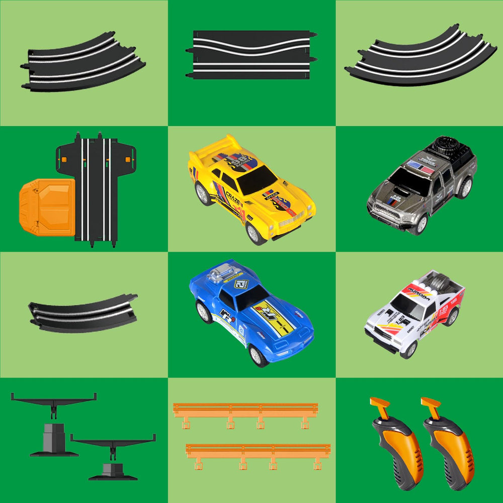 Dobindrich slot car track straight-curves layout enhances variety