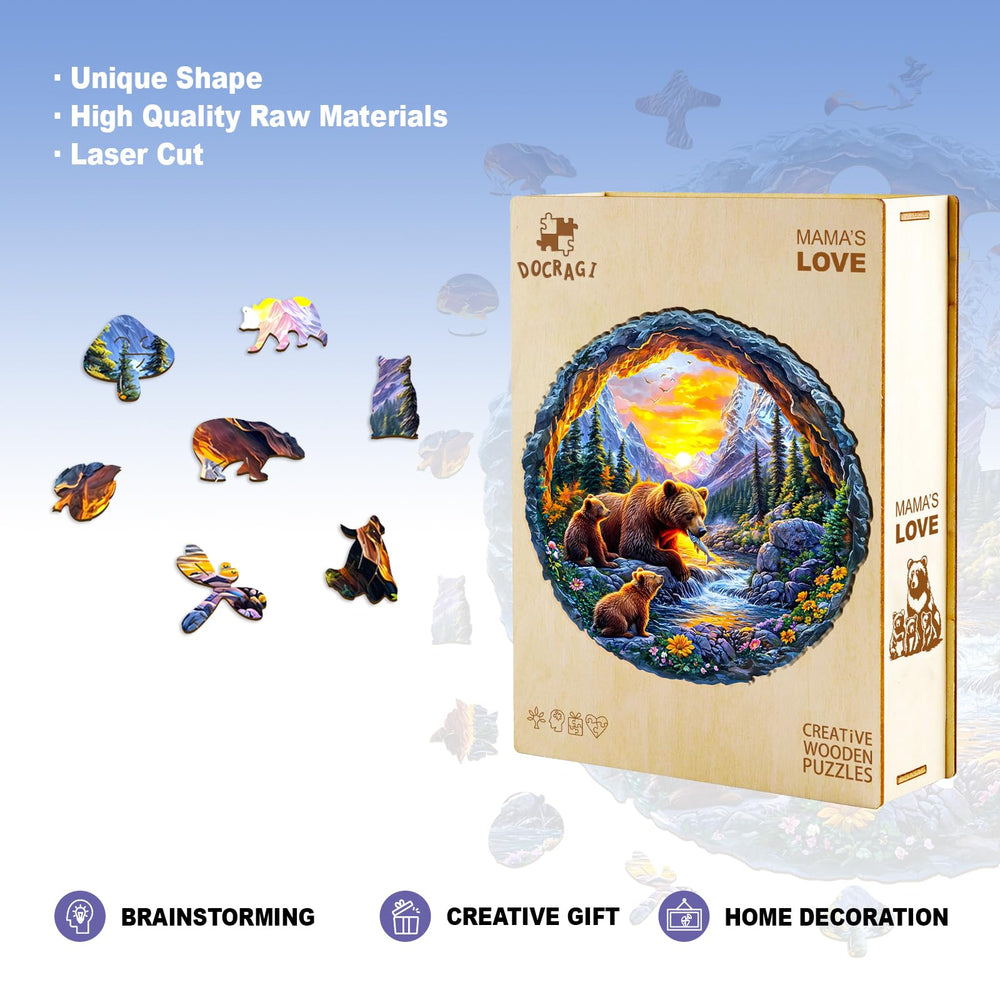 DOCRAGI Bear Family Puzzle box and easel for easy reference.