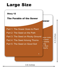 Docdeer large-print Bible story cards for senior-friendly reading.