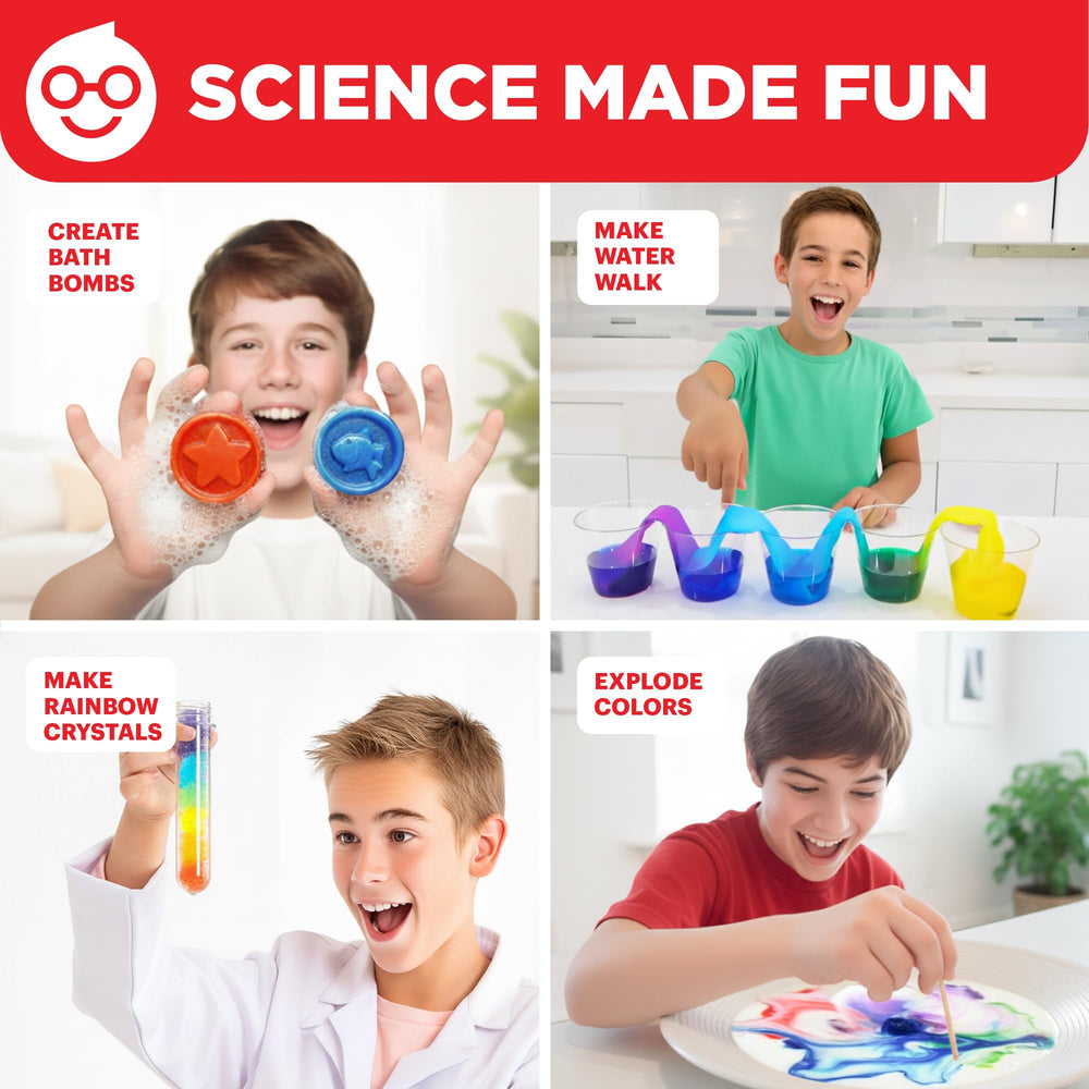Doctor Jupiter chemistry setup with organized, leak-proof bottles enables mess-free learning.
