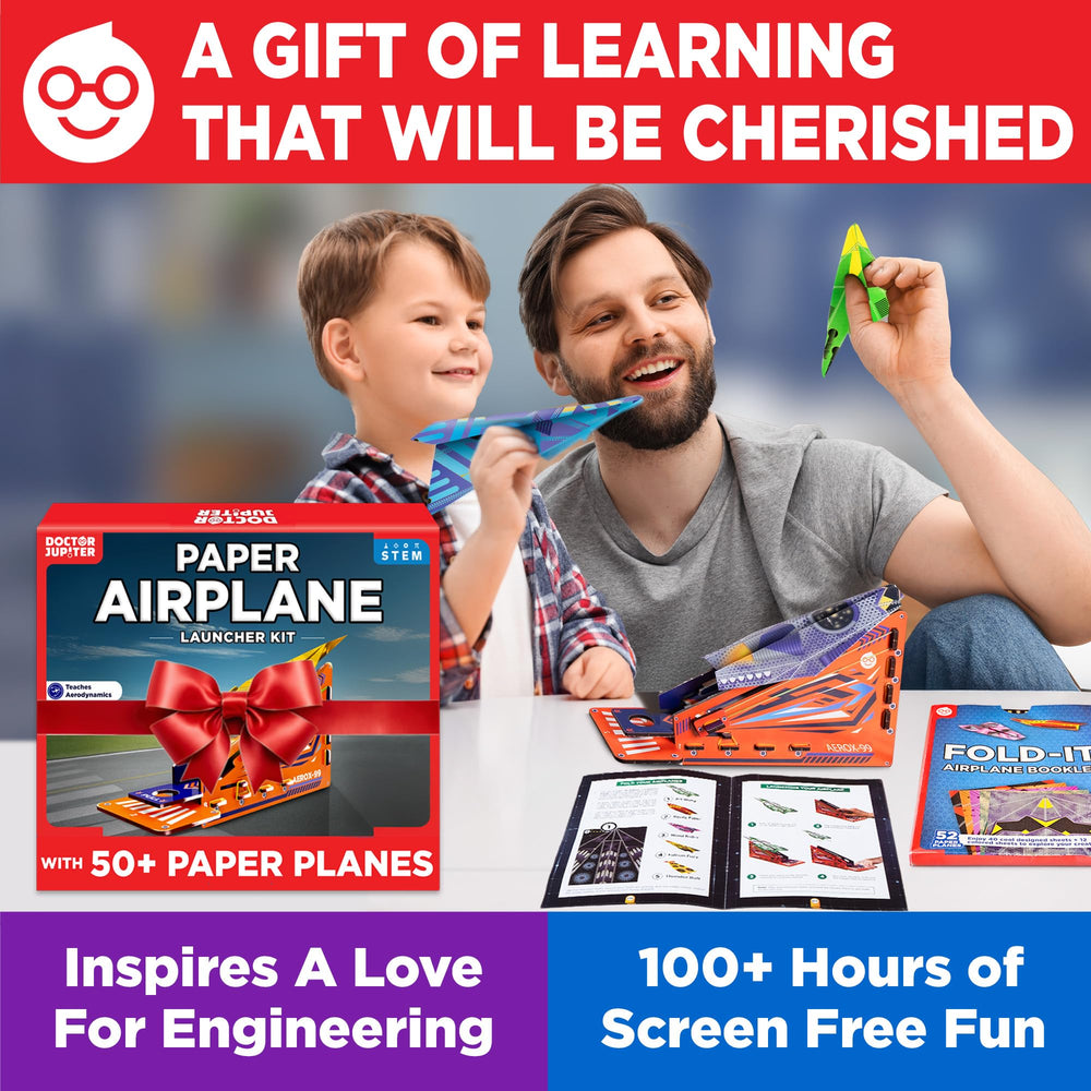 Doctor Jupiter Paper Airplane Book Kit gift-ready set for birthdays or holidays.