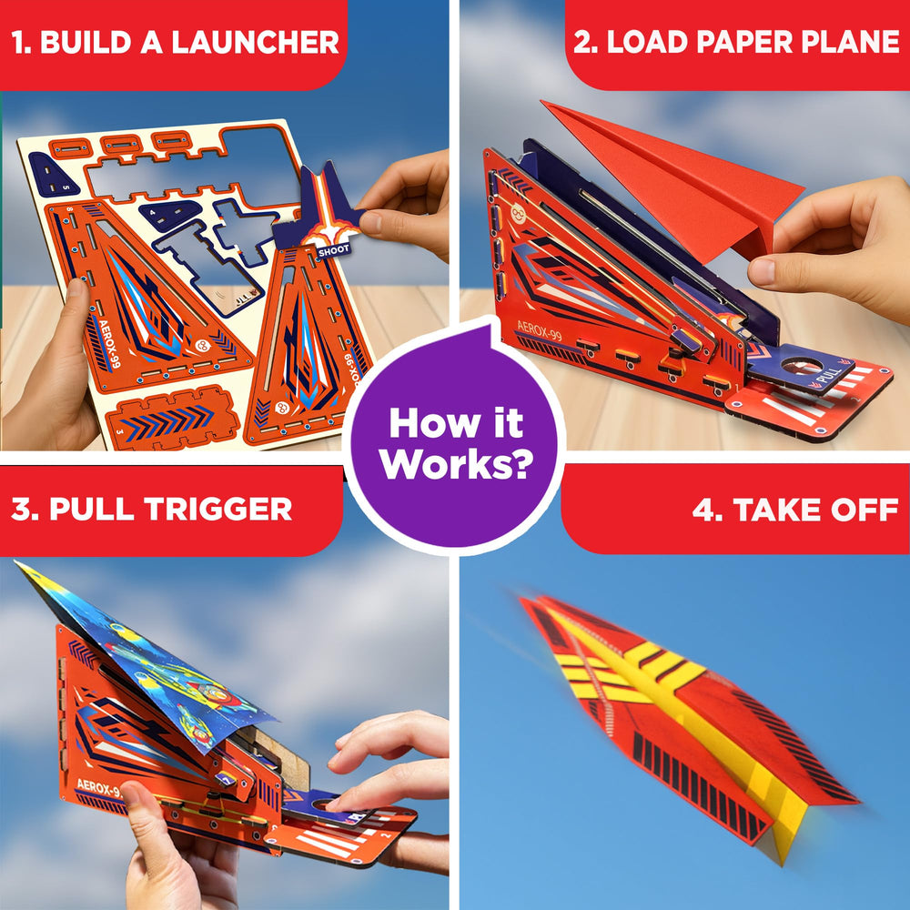 Doctor Jupiter Paper Airplane Book Kit planes in flight across a living room.