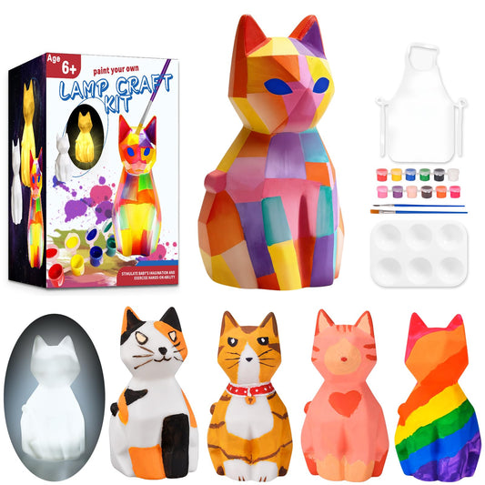 Docwouugo cat lamp craft kit: cat lamp component ready for vibrant painting.