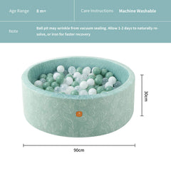 Note on vacuum packaging for Dodozen ball pit sponges and fabric cover.