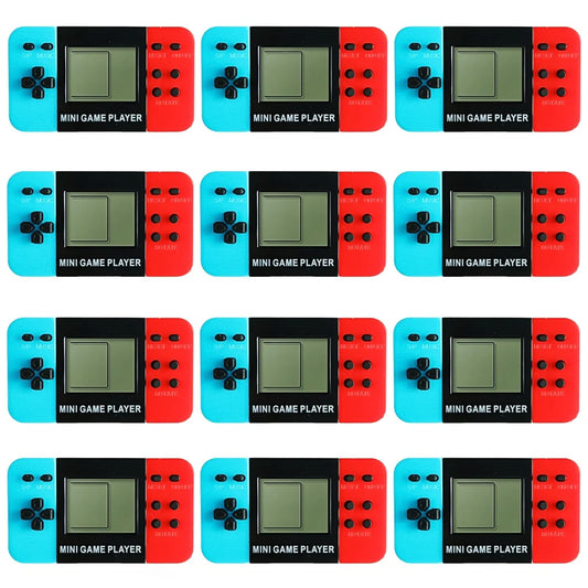 DOEA 12Pcs video game keychains with mini arcade controllers for kid-friendly party favors.