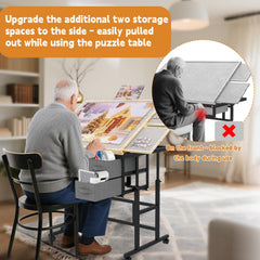 Doerpuz puzzle table adjustable five-angle system for comfortable viewing.