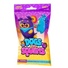 Dogs vs Squirls mystery bag plush dog, soft cuddle toy for stress relief and play.