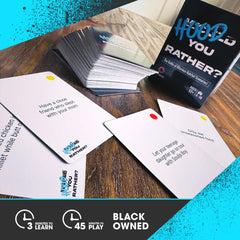 Doin' The Most Hood You Rather card deck fanned for quick, accessible game setup.