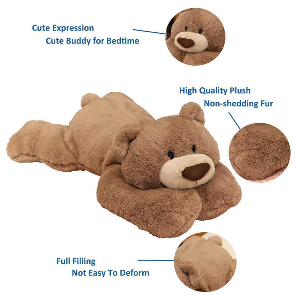 Doireum brown bear plush with hidden weighted bag for gentle, soothing support.
