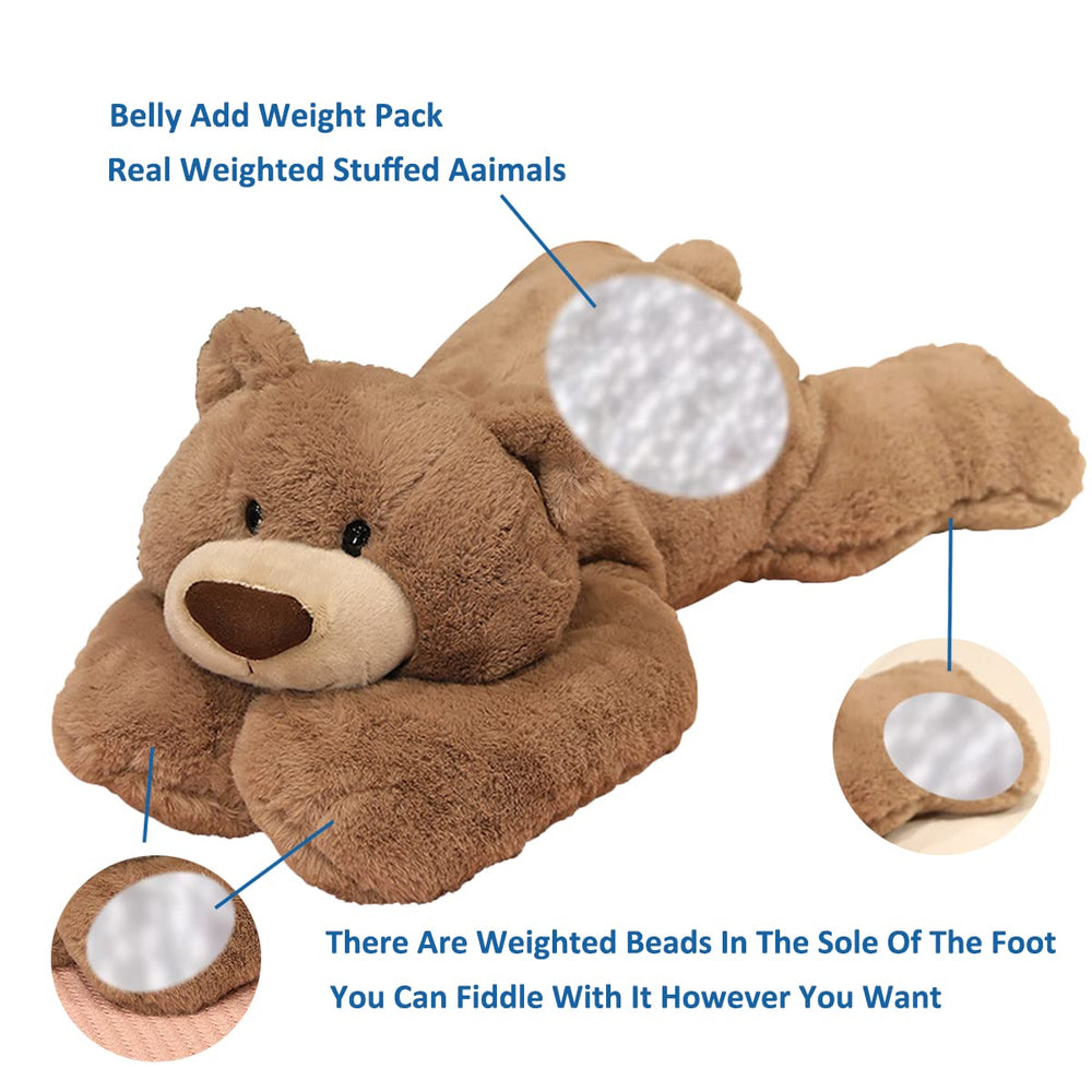 Doireum weighted bear forefoot detail shows durable stitching and soft padding.