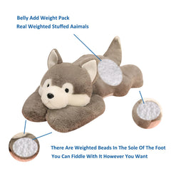 Doireum weighted husky plush 75cm, front view, comforting weight for calm moments