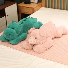 Doireum weighted pig plush in chair provides gentle lumbar-friendly support