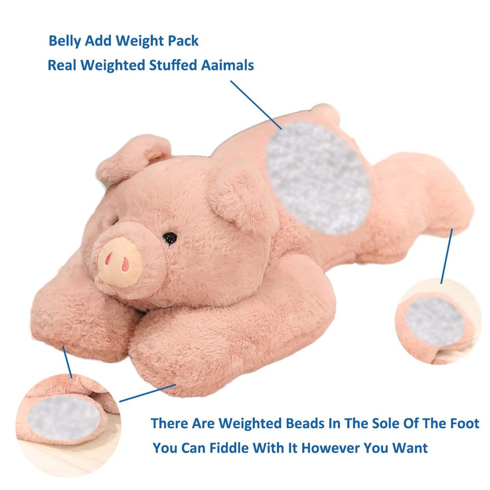 Doireum weighted pig plush side view showcases soft fur for cozy hugs