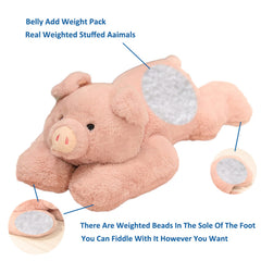 Doireum weighted pig plush side view showcases soft fur for cozy hugs