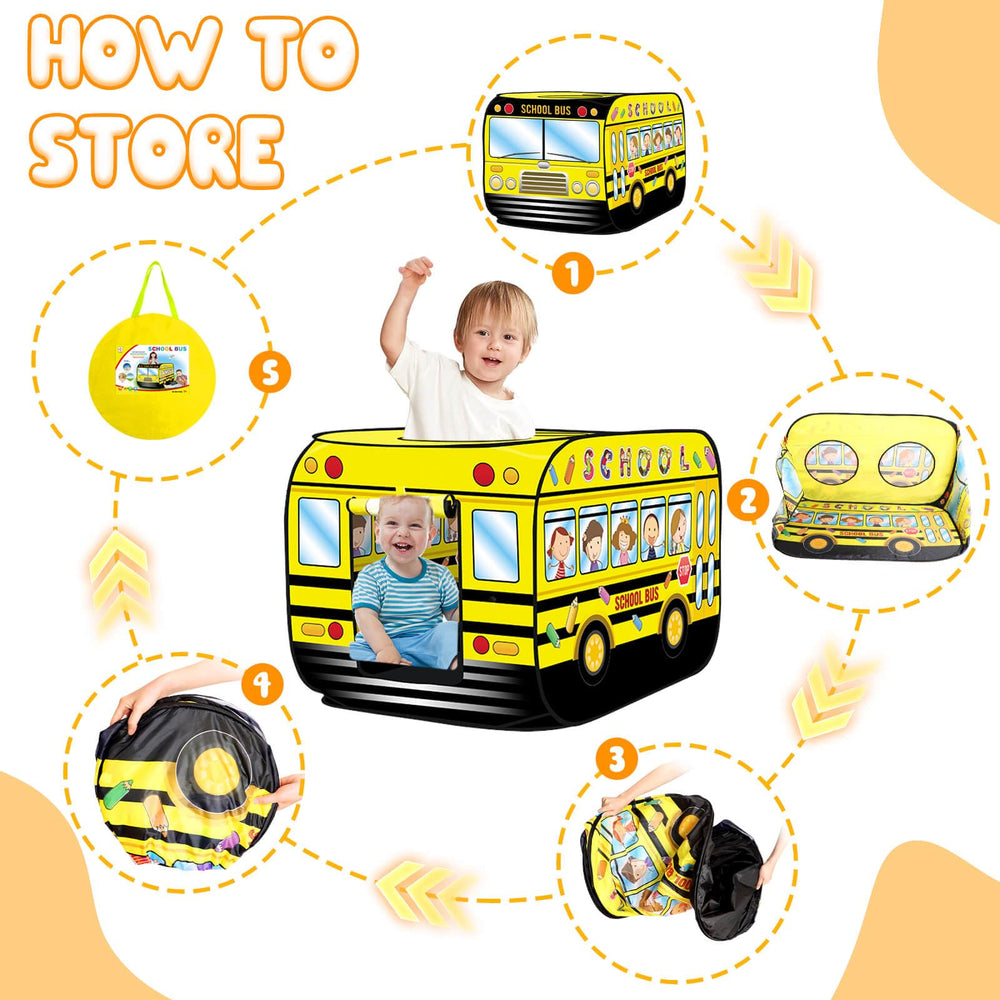 Dolanus School Bus Play Tent safety features with rounded edges