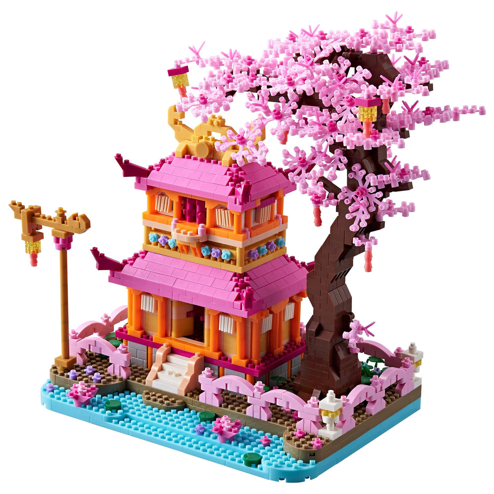 DOLBLOCK Sakura Tree House front view for an elegant desk display.