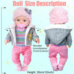 Dollbie 12-inch striped bodysuit outfit for easy styling and pretend dressing.