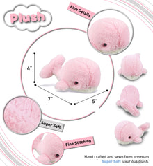 DolliBu Pink Whale plush tail detail showcases realistic features for play.