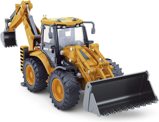 Dollox die-cast excavator front loader at 1:50 scale for precise display and craft play.