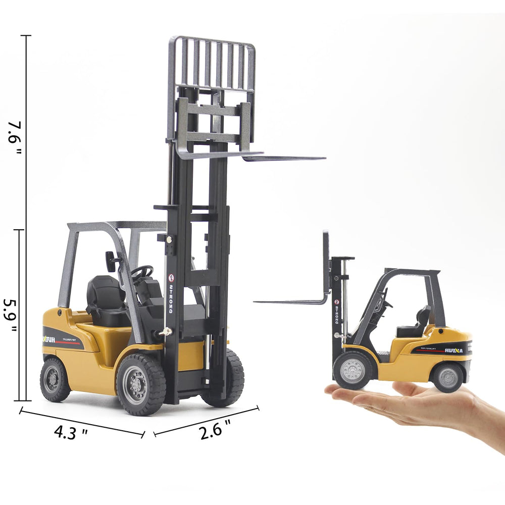Dollox forklift side view shows realistic proportions for dioramas.