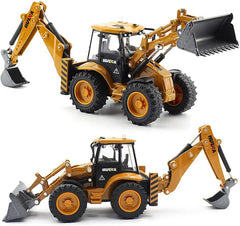 Dollox front loader digging action close-up highlights movable arms and loader motion.